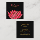 美しいモダンサロンピンクウォーターカラーロータスフラワー スクエア名刺 (正面/裏面)