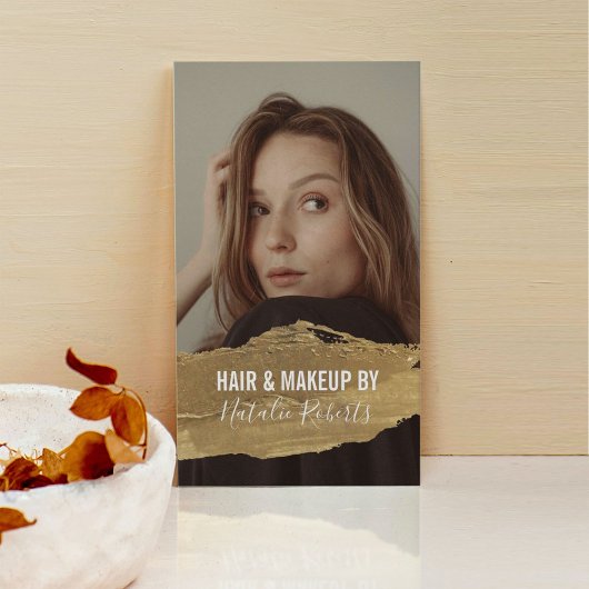 美しいモダンサロン金ゴールド口紅ステインフォト 名刺