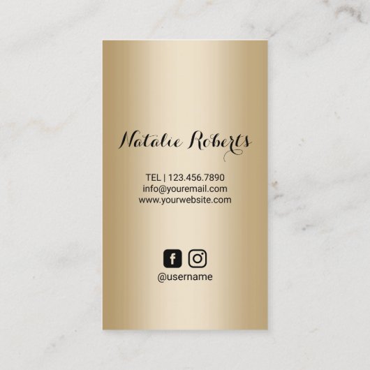 美しいモダンサロン金ゴールド口紅ステインフォト 名刺 (裏面)