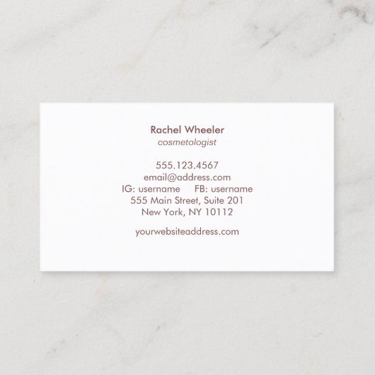 美しいモダンサロン&スパフェイク金ゴールドピンク 名刺 (裏面)