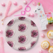 美しいモダンパステルパープルフィグスパターン ペーパープレート (パーティー)