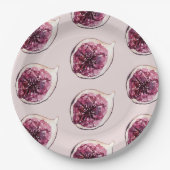 美しいモダンパステルパープルフィグスパターン ペーパープレート (正面)