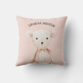 美しいモダンパステルピンクテディベア クッション (裏面)