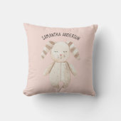 美しいモダンパステルピンクバニーウィズネーム クッション (正面)