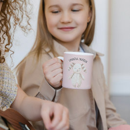 美しいモダンパステルピンクバニーウィズネーム コーヒーマグカップ