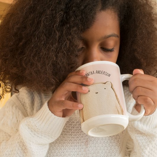 美しいモダンパステルピンクベア名物 ツートーンマグカップ