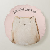 美しいモダンパステルピンクベア名物 ラウンドクッション (正面)