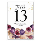 美しいモダンパープルフィギュア&パンパス&金ゴールドドロップ テーブルナンバー (裏面)