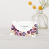 美しいモダンパープルフィギュア&パンパス&金ゴールドドロップ プレイスカード (裏面)