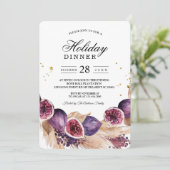 美しいモダンパープルフィギュア&パンパス&金ゴールドドロップ 招待状 (スタンド正面)