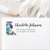 美しいモダンフローラスクリプト名差出人住所 ラベル (インサイチュ)