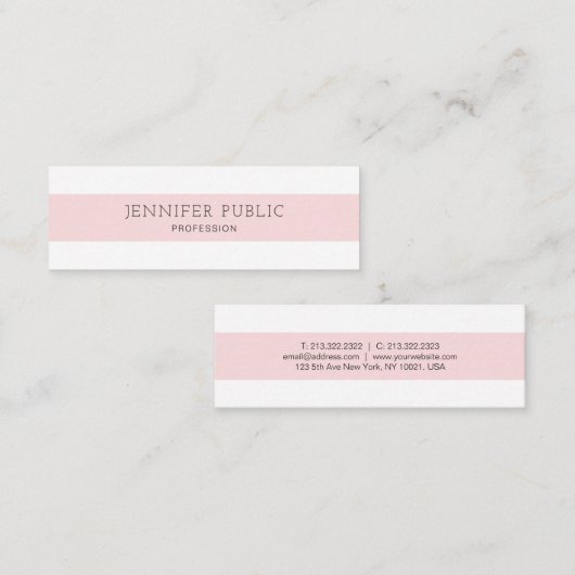 美しいモダンミニマル主義プレーントレンディーピンク スキニー名刺 (正面/裏面)