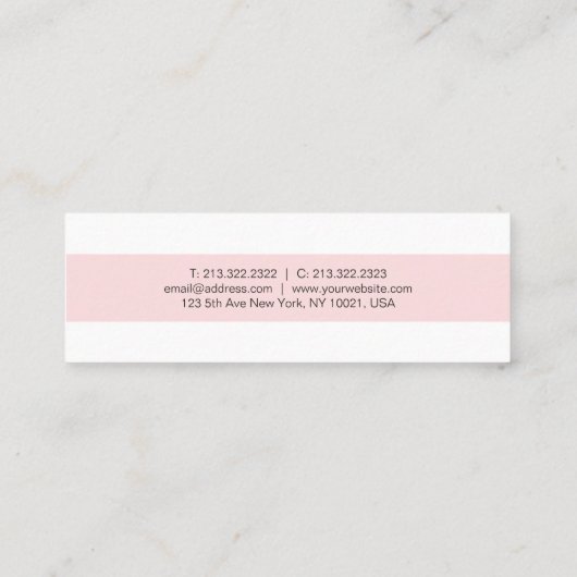 美しいモダンミニマル主義プレーントレンディーピンク スキニー名刺 (裏面)