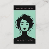 美しいモダンメイクアップヘア爪、 ネイルミント&ピンクブラック 名刺 (正面)