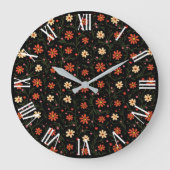 美しいモダンヴィンテージフローラ収集 ラージ壁時計 (正面)