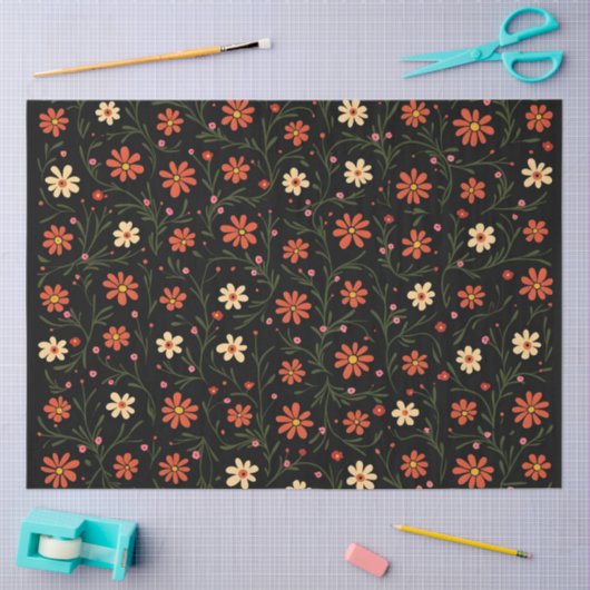 美しいモダンヴィンテージフローラ収集 薄葉紙 (クラフト)