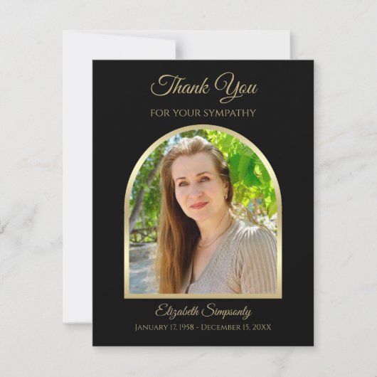 美しいモダン悔やみや弔慰ありがとうフォトカード サンキューカード (正面)