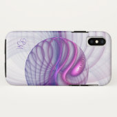 美しいモダン抽象芸術フラクタルピンクイニシャル Case-Mate iPhoneケース (裏面(横))
