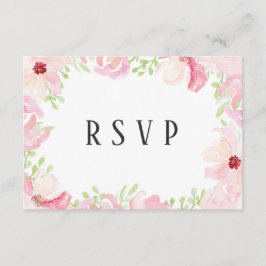 美しいモダン水の色アネモネフラワーRSVP 出欠カード