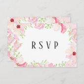 美しいモダン水の色アネモネフラワーRSVP 出欠カード (正面/裏面)