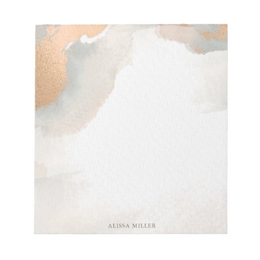 美しいモダン水彩抽象芸術バラ金ゴールド ノートパッド (正面)