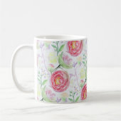 美しいモダン水彩花模様 コーヒーマグカップ (左)