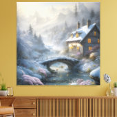 美しいモダン雪の冬の風景 キャンバスプリント (インサイチュ (リビング))