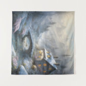 美しいモダン雪の冬の風景 タペストリー (正面(横))