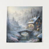 美しいモダン雪の冬の風景 タペストリー (正面)