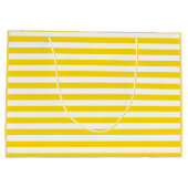 美しいモディッシュ黄色の白ストライプのテンプレート ラージペーパーバッグ (裏面)