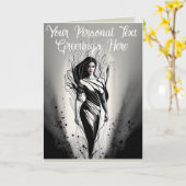 美しいモデルを描いたカスタマイズ可能なラインインク画 カード (黄色い花)