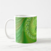 美しいモノクログリーンスパイラルフラクタル コーヒーマグカップ (左)