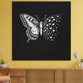 美しいモノクロ、蝶の芸術 キャンバスプリント (インサイチュ (リビング))