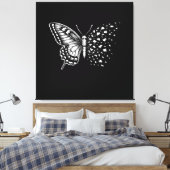 美しいモノクロ、蝶の芸術 キャンバスプリント (インサイチュ (寝室))