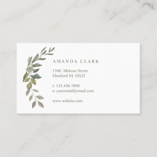 美しいモノグラムグリーナリーウォーターリース 名刺 (裏面)