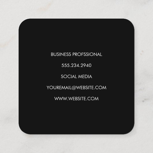 美しいモノグラムシックストライプなフェイクシルバーフレーム スクエア名刺 (裏面)