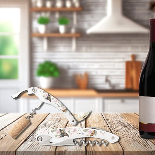 美しいモノグラムフローラ蝶ブライダルの好意 ソムリエナイフ