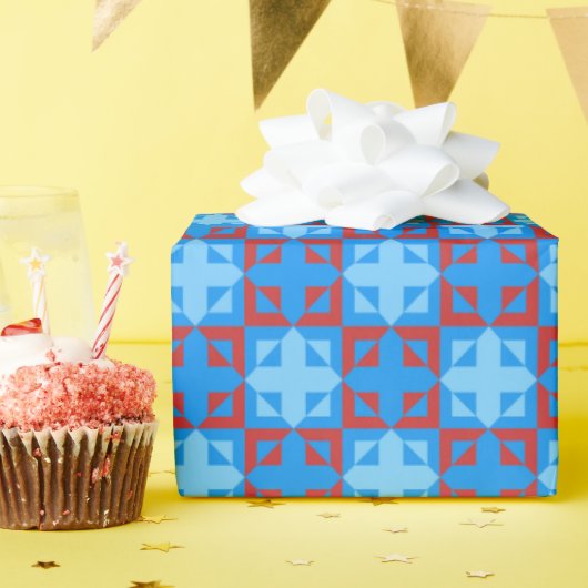 美しいモノグラム幾何学的きらめくクリスマス ラッピングペーパー (誕生日パーティー)