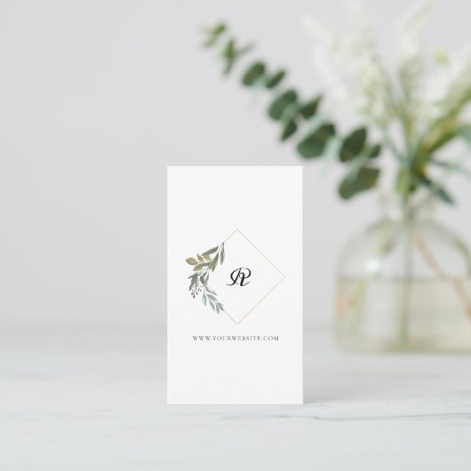 美しいモノグラム緑の水の色Dimaond Cre 名刺 (スタンド正面)