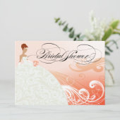 美しいモモおよび白く豪華なブライダルシャワー 招待状 (スタンド正面)