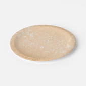 美しいモモおよび金ゴールドの花のエレガントな結婚式 ペーパープレート (アングル)