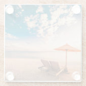 美しいモルディブのビーチの日没 ガラスコースター (裏面)