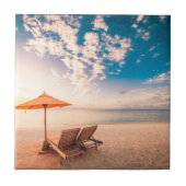 美しいモルディブのビーチの日没 タイル (正面)