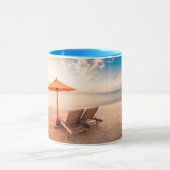 美しいモルディブのビーチの日没 マグカップ (中央)