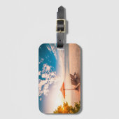 美しいモルディブのビーチの日没 ラゲッジタグ (正面縦)