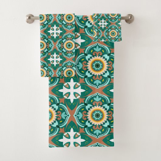 💚💛美しいモロッコのタイル バスタオルセット (インサイチュ)