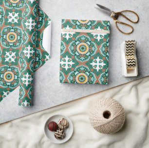 💚💛美しいモロッコのタイル ラッピングペーパー