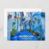 美しいモロッコノースメディナブルーシティ ポストカード (正面/裏面)