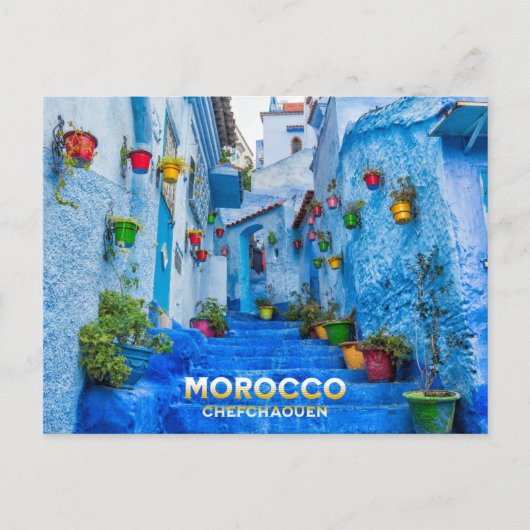 美しいモロッコノースメディナブルーシティ ポストカード (正面)