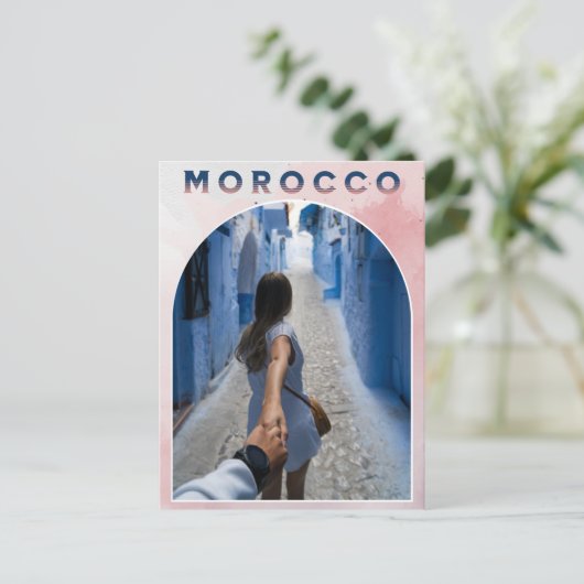 美しいモロッコ土産メディナブルーオールドシティ ポストカード (スタンド正面)